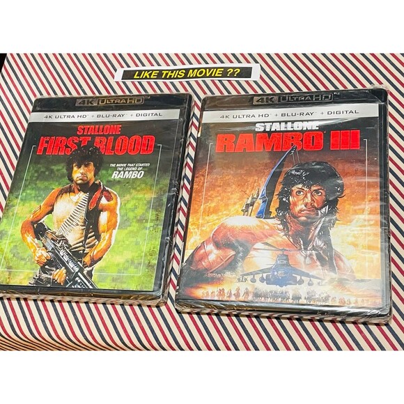 Rambo: First Blood & RAMBO III (3) ~ 4K Ultra + Blu Ray ~ New & Sealed! (RAMBO I